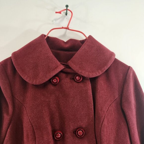 Vintage Wine Red Handmade Pea Coat Womens Small - Picture 5 of 15